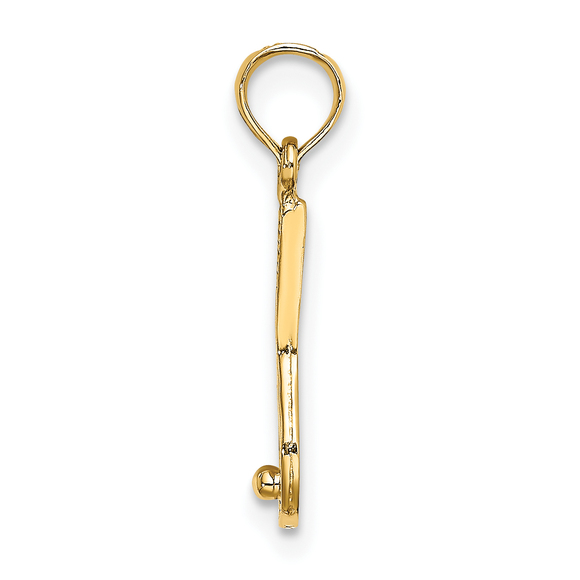 Million Charms 14k Yellow Gold Solid 3-D Tennis Racquet Necklace Charm Pendant - Picture 2 of 5